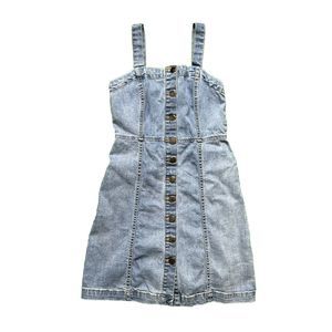Aeropostale Button Up Jean Tank Dress Size XS Blue Medium Wash Stretch Denim